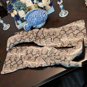 P10 FOLLOW ME Over-The-Knee Snakeskin-Print-Boots
